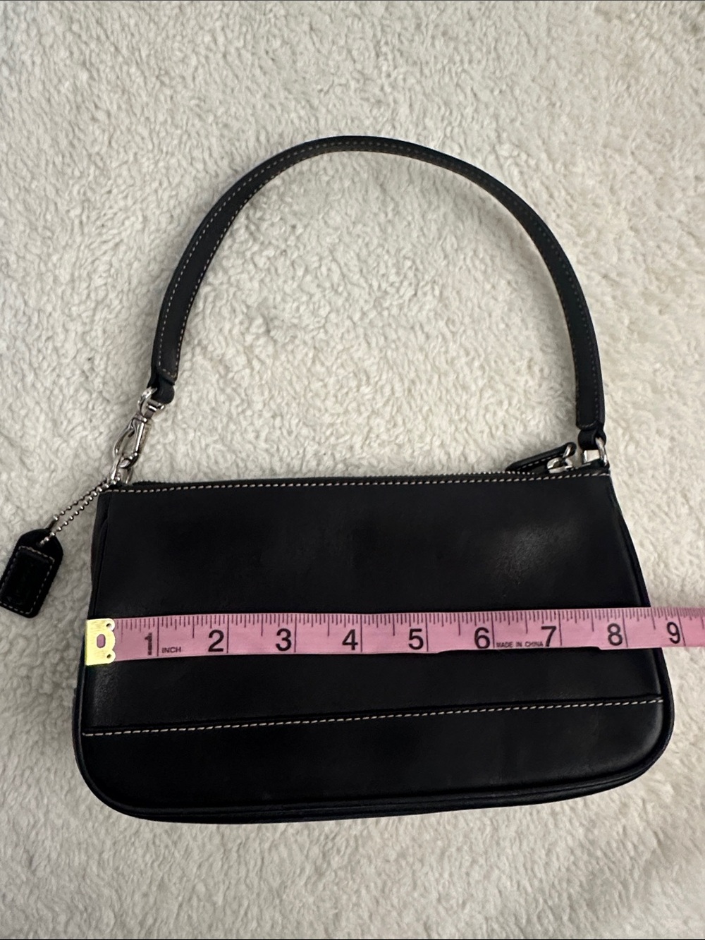 Y2K Coach 7785 Hamptons Demi Pouch Black Leather Bag Purse Old Money Minimalist - Picture 6 of 10